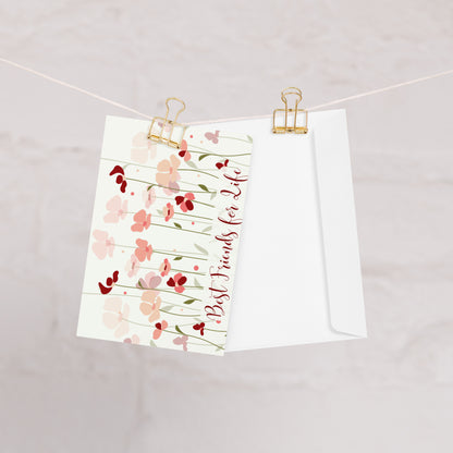 Floral card with 'Best Friends for Life' text on a white background