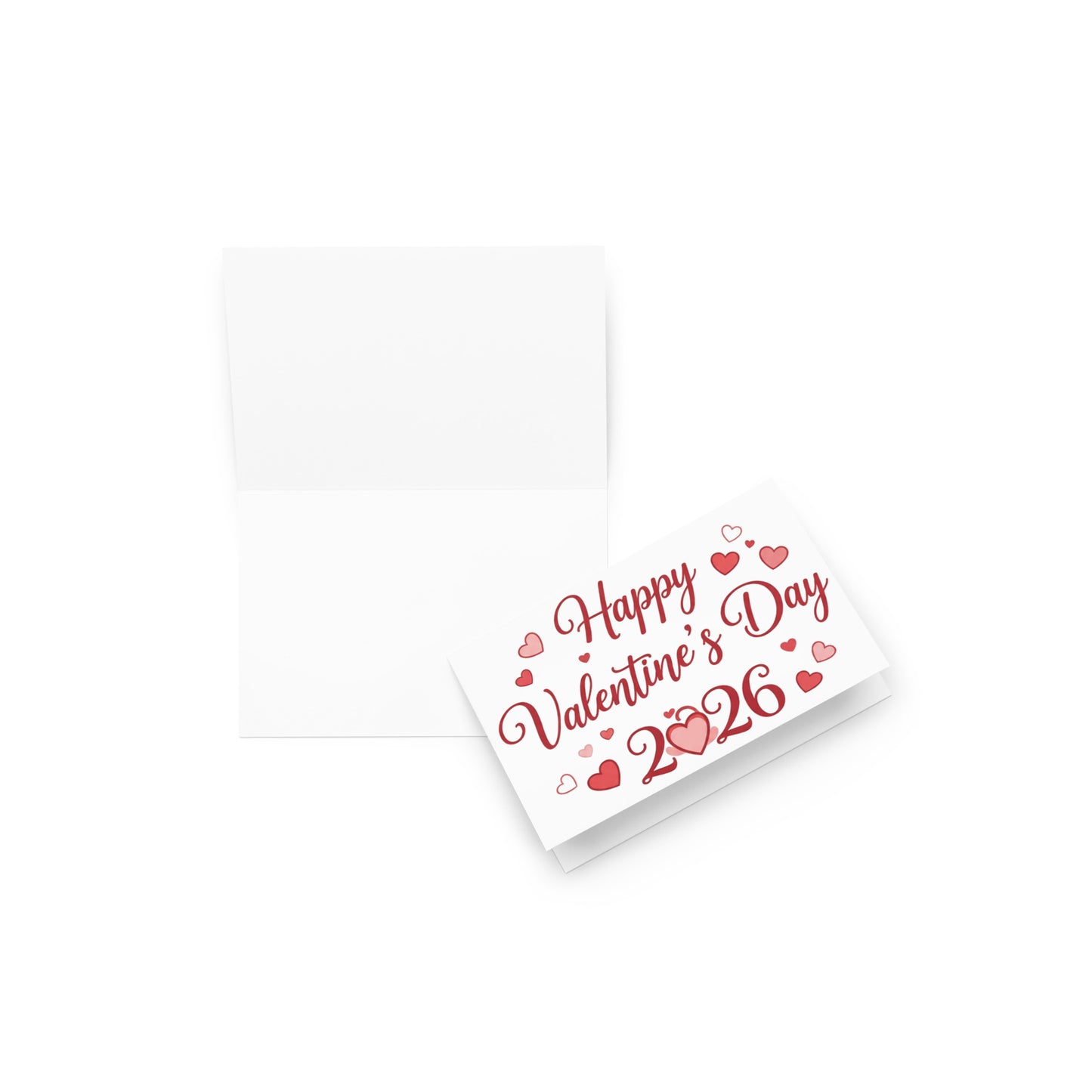 Valentine's Day card with 'Happy Valentine's Day 2026' text on a white background