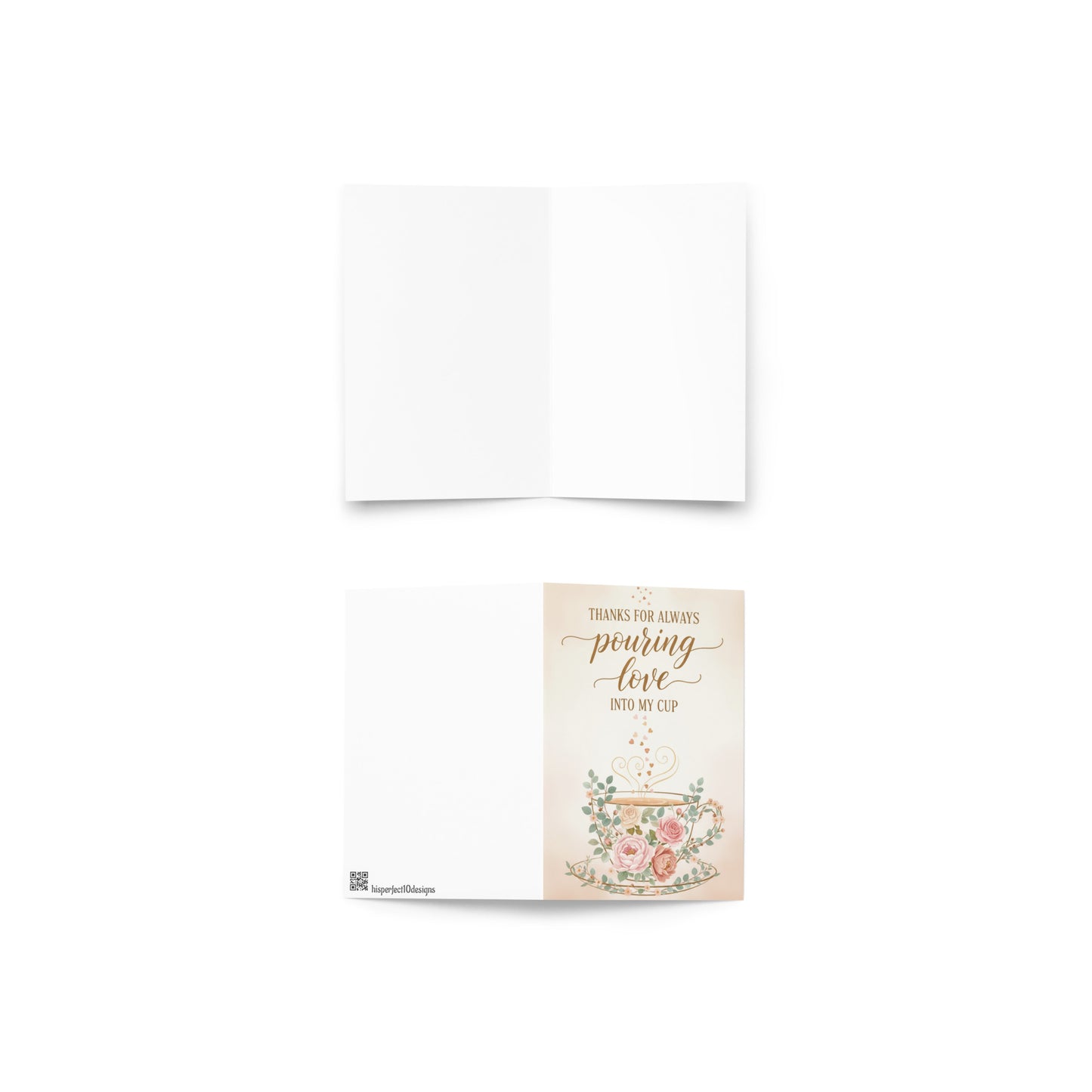 Greeting card with floral design and text on a white background