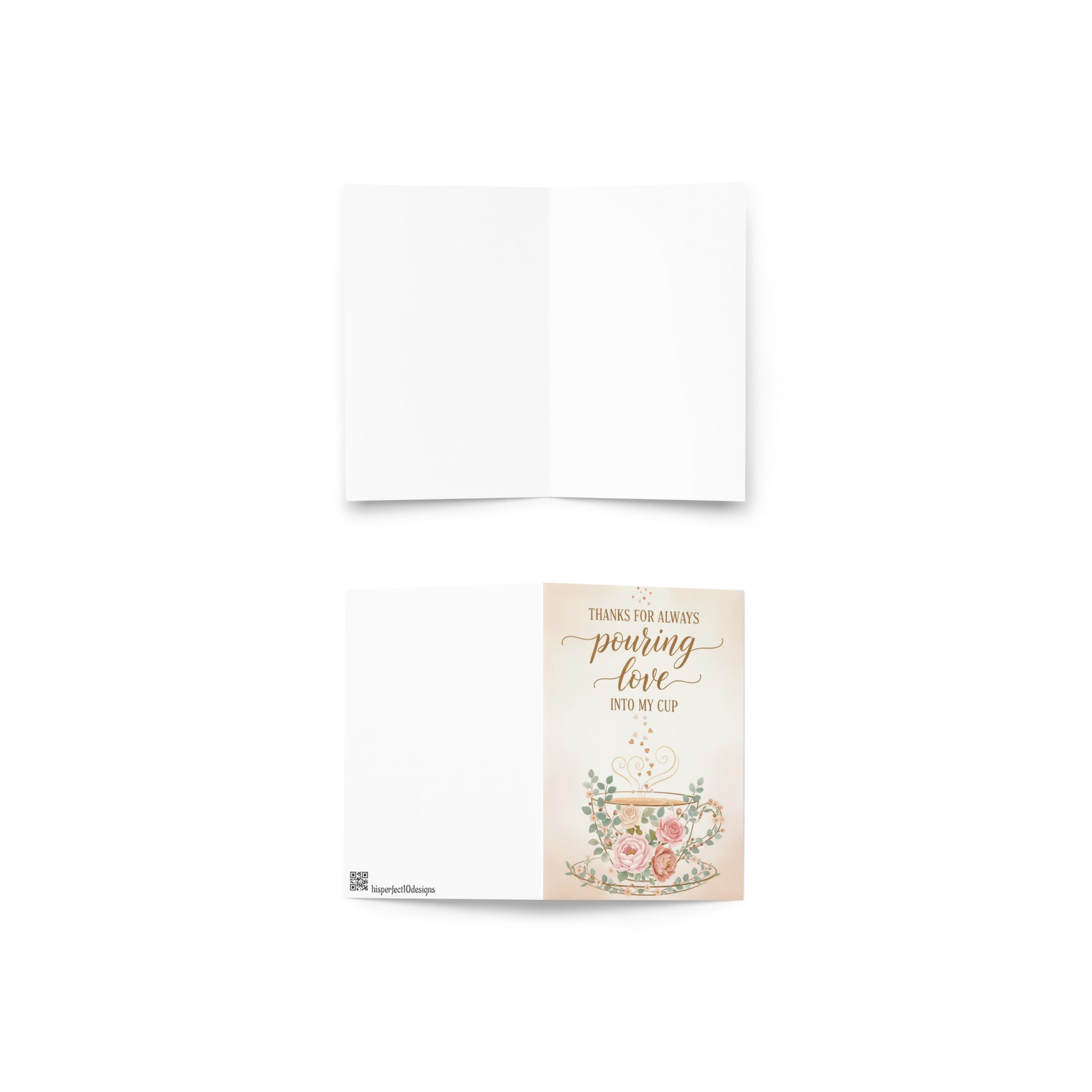 Greeting card with floral design and text on a white background