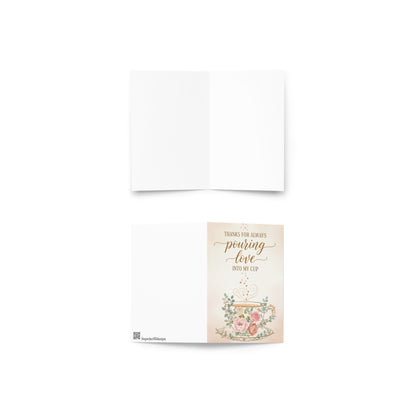 Greeting card with floral design and text on a white background