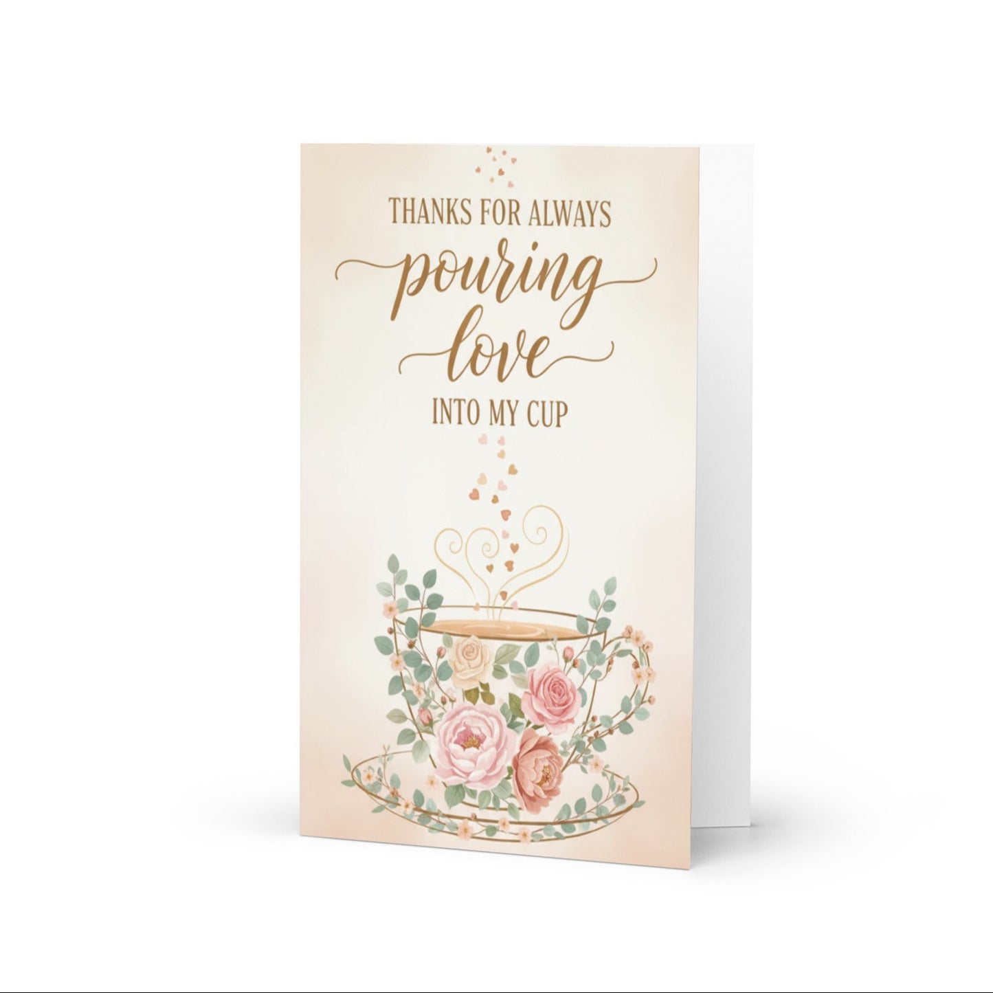 Greeting card with floral design and text on a white background