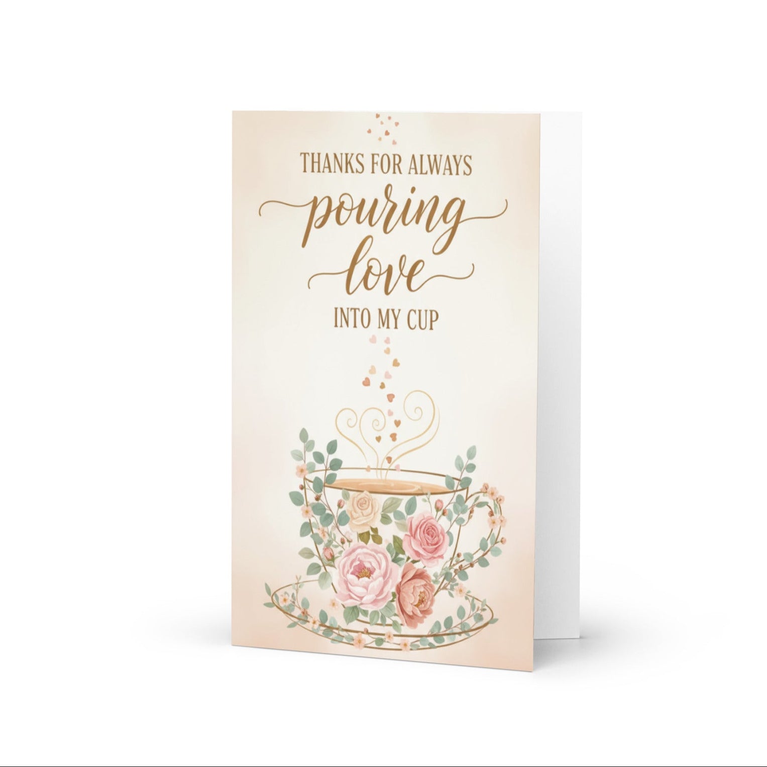 Greeting card with floral design and text on a white background