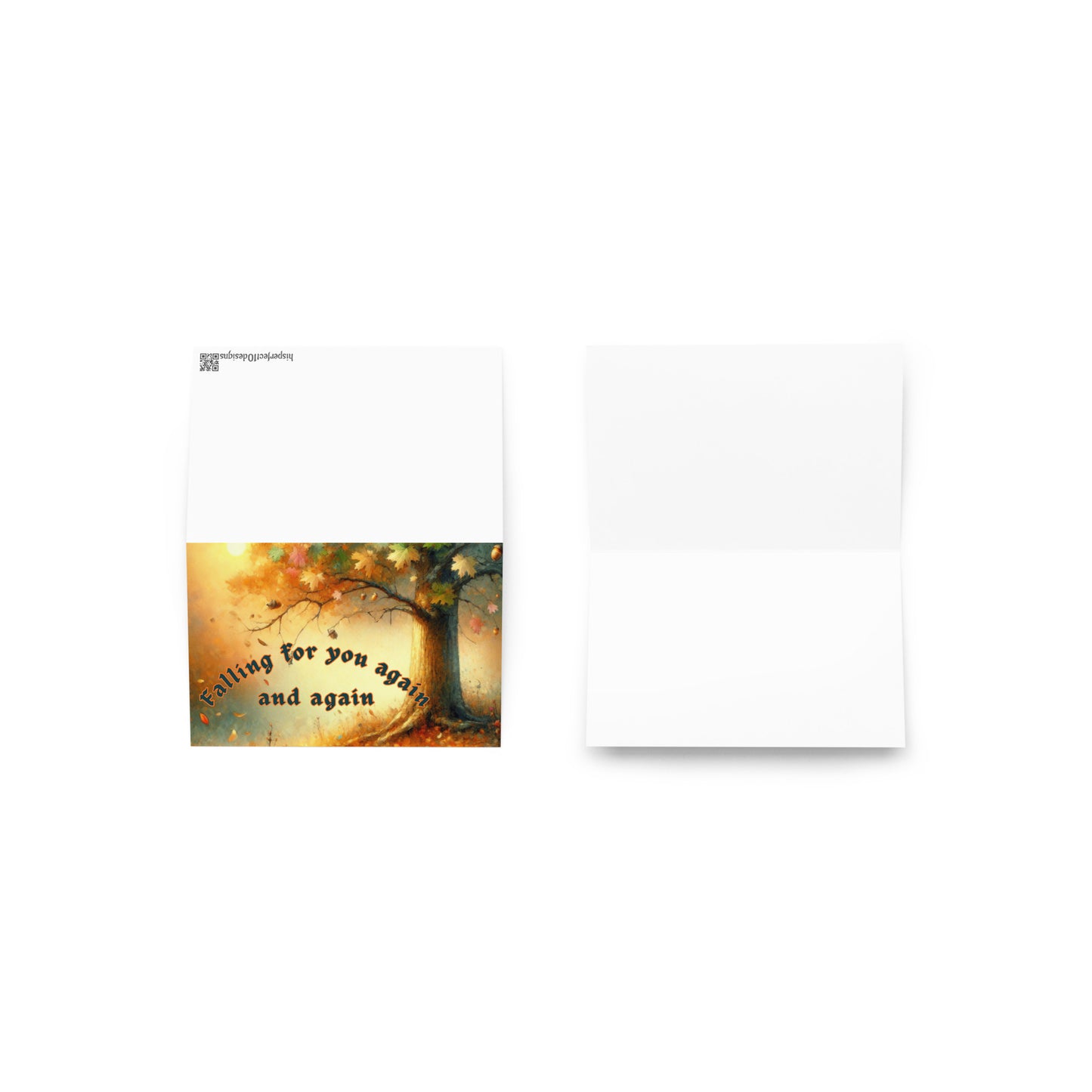 Greeting card with a heart-shaped tree and text on a white background