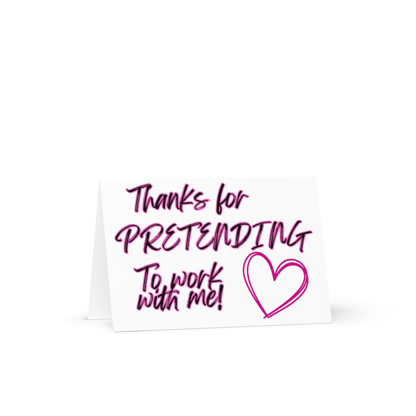 Card with pink text and heart on a white background