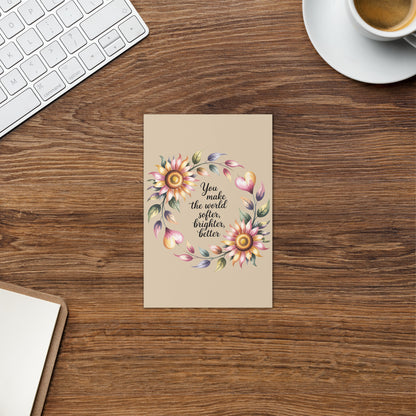 Appreciation Greeting Card | Blank Inside | You Make the World a Better Place