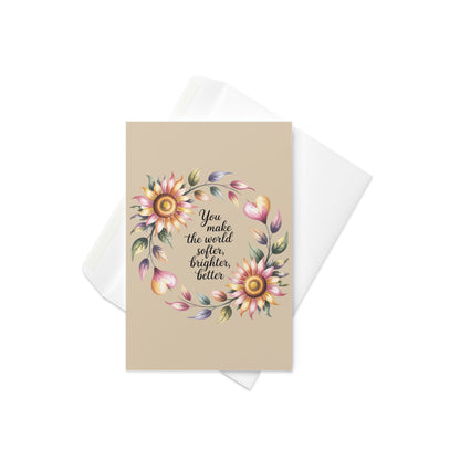 Appreciation Greeting Card | Blank Inside | You Make the World a Better Place